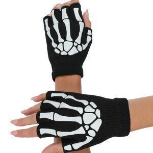 Tipsy Elves Fingerless Skeleton Gloves - One Size